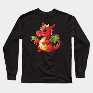 Joyful Crimson Dragon: A Smiling Delight Long Sleeve T-Shirt